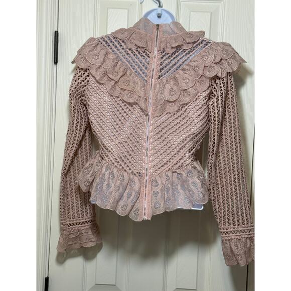 Beulah Poets Lace Blouse Medium – Romantic Victorian Ruffle Peplum Cottagecore - Picture 3 of 9